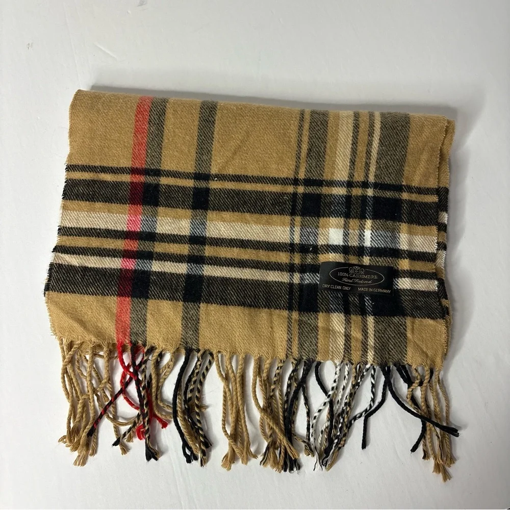 German 100% Cashmere Plaid Tartan Fringe scarf